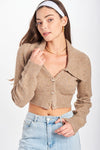 WIDE COLLAR CROPPED CARDIGAN