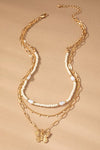 3 row seed bead and chain necklace