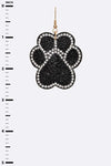 Black Paw Print Crystal Pillow Earrings