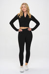 Seamless Ribbed Tracksuit Zip-up Two-Piece Set