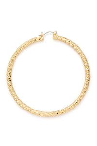 70MM Textured Shiny Hoop Earrings