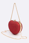 Rhinestone Pave Heart Shape Party Box Clutch