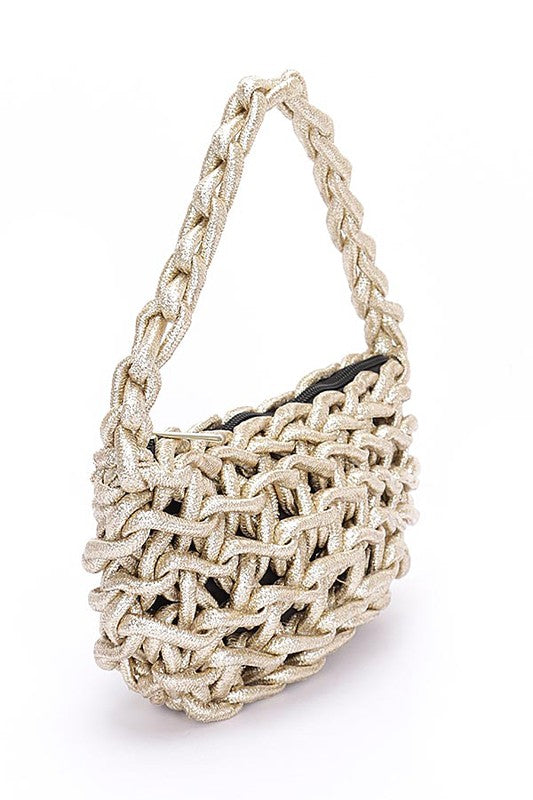 Metallic Strings Braided Shoulder Bag