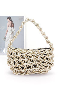 Metallic Strings Braided Shoulder Bag