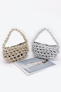 Metallic Strings Braided Shoulder Bag