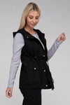 Drawstring Waist Military Hoodie Vest