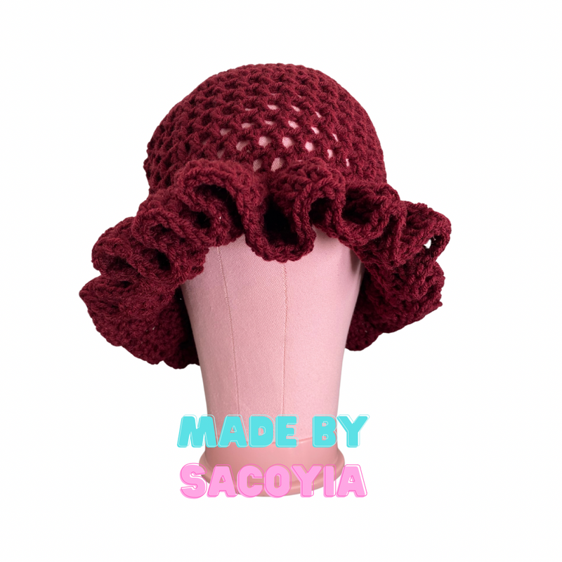 Handmade Mesh Crochet Ruffle Hat