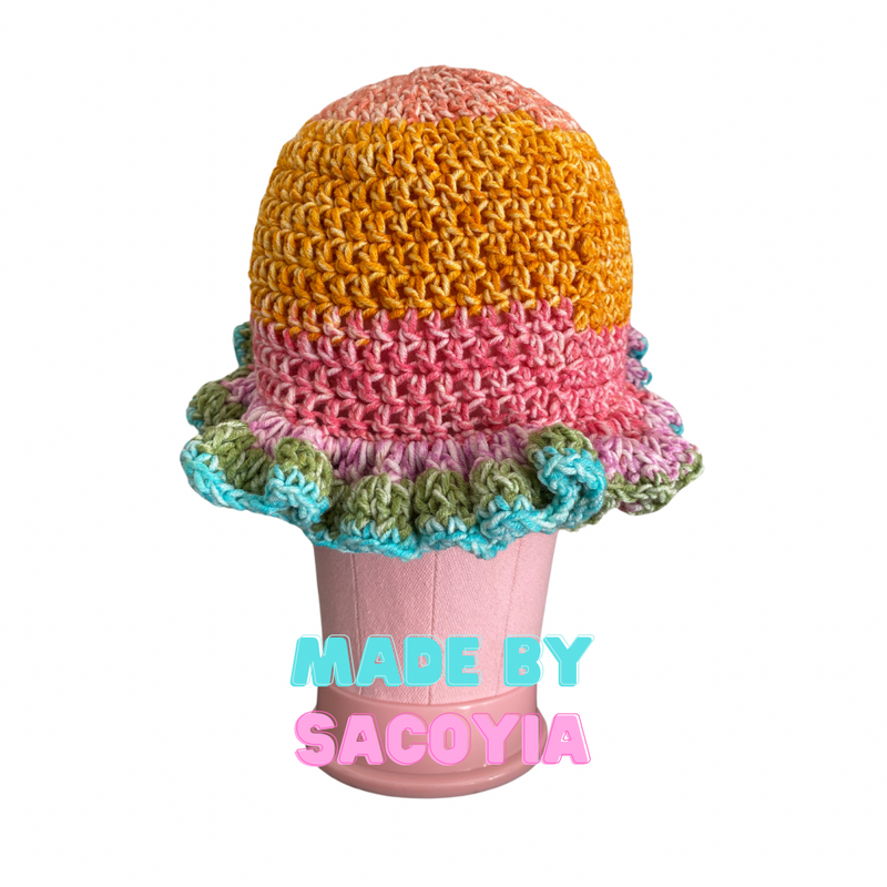 Super Soft Handmade Ombré Crochet Ruffle Hat